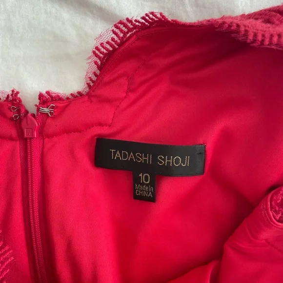 Tadashi Shoji Vibrant Red Lace Midi Dress - Picture 4 of 9